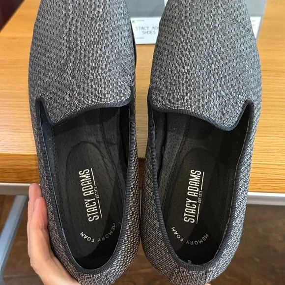 Stacy Adams Charcoal Textured Loafers - Picture 5 of 6